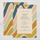 Levendig verjaardagsfeest Retro Abstract vet Kaart (Voorkant / Achterkant)