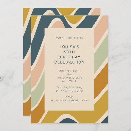 Levendig verjaardagsfeest Retro Abstract vet Kaart (Voorkant / Achterkant)