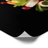 Levendig Verse Uitbarsting van Vers Eten tegen Zwa Poster (Hoek)