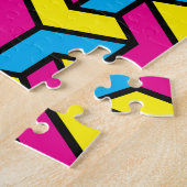 Levendig vet CMYK geometrisch optisch illusieblok Legpuzzel (Zijkant)