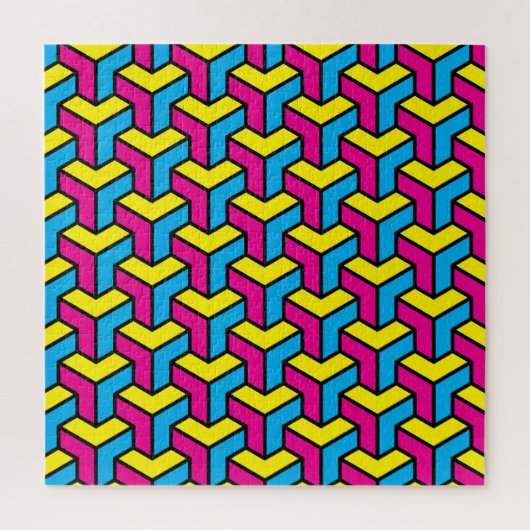 Levendig vet CMYK geometrisch optisch illusieblok Legpuzzel (Verticaal)