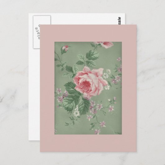 Levendig  Victoriaans Roos Briefkaart (Voorkant / Achterkant)