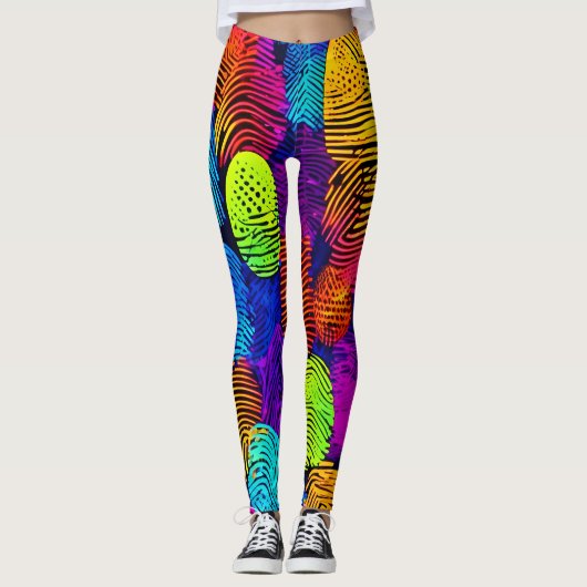 Levendig vingerafdrukontwerp leggings (Voorkant)