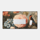 Levendig Vintage Bloem- en Vogel Scene Bureaumat (Keyboard & Muis)