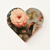 Levendig Vintage Bloem- en Vogel Scene Notitieboek (Achterkant)