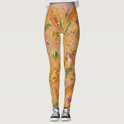 Levendig Vintage Bloemmotief Leggings (Voorkant)