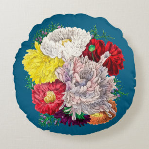 Levendig Vintage Botanisch Boeket Wilde Bloemen Rond Kussen