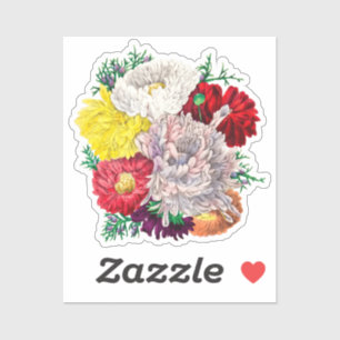Levendig Vintage Botanisch Boeket Wilde Bloemen Sticker