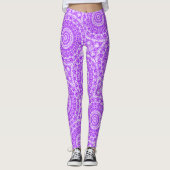 Levendig Violet Mandala Kaleidoscoop Patroon Leggings (Voorkant)