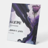 Levendig Violet Roos Trouwteken Reclamebord Met Voetstuk (Voorkant)