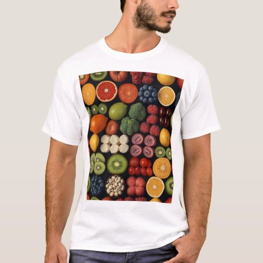 Levendig Vitaminemozaïek: het Voedingssymbool van  T-shirt (Voorkant)