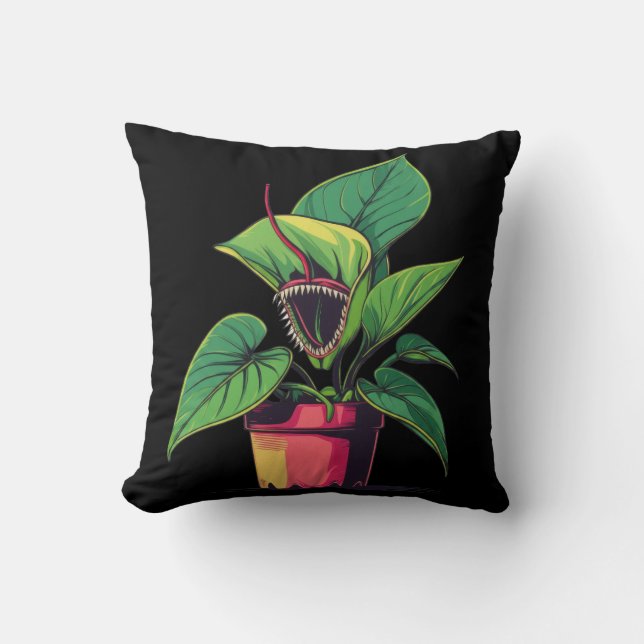 Levendig Vleesetend Plant Monster Pop Art Kussen (Voorkant)