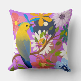 Levendig vogel- en bloemenpatroon - kleurrijke Nat Kussen