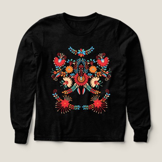 Levendig Volkskunst Bloem T-Shirt (Voorkant)