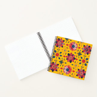 Levendig Volkskunst Bloemmozaïek Notitieboek