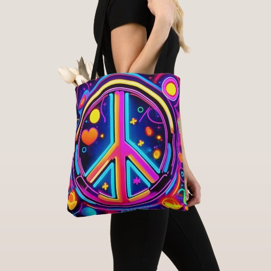 Levendig Vredesteken Ontwerp Tote Bag (Dichtbij)