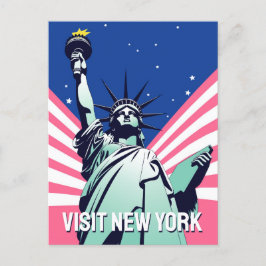 Levendig Vrijheidsbeeld VS - Visit New York Briefkaart