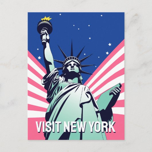 Levendig Vrijheidsbeeld VS - Visit New York Briefkaart (Voorkant)