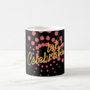 Levendig, vrolijk, leuk design van "Laten we feest Koffiemok