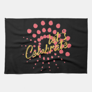 Levendig, vrolijk, leuk design van "Laten we feest Theedoek