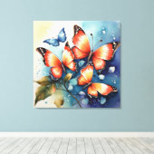 Levendig watercolor vlinderkunst  canvas afdruk (Insitu (Houten vloer))