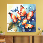 Levendig watercolor vlinderkunst  canvas afdruk (Insitu (Woonkamer))