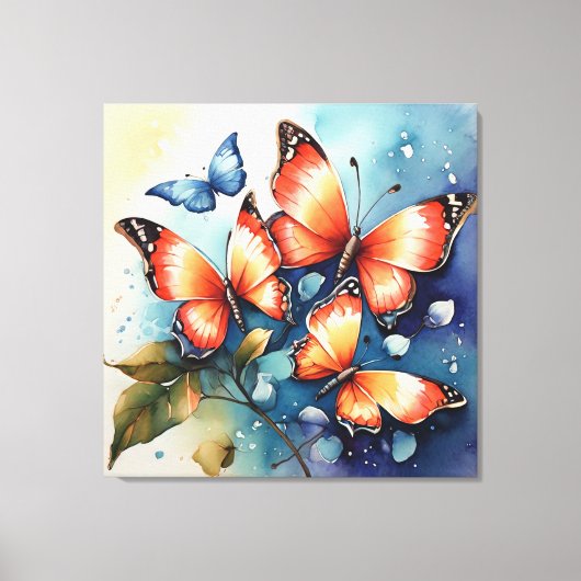 Levendig watercolor vlinderkunst  canvas afdruk (Voorkant)