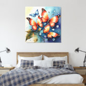 Levendig watercolor vlinderkunst  canvas afdruk (Insitu (Slaapkamer))