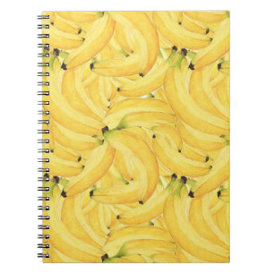 Levendig Waterverf Banaan Tropisch Fruit Patroon Notitieboek