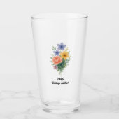 Levendig Waterverf Bloemig 40e Verjaardag Glas (Voorkant)