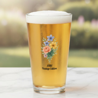 Levendig Waterverf Bloemig 40e Verjaardag Glas