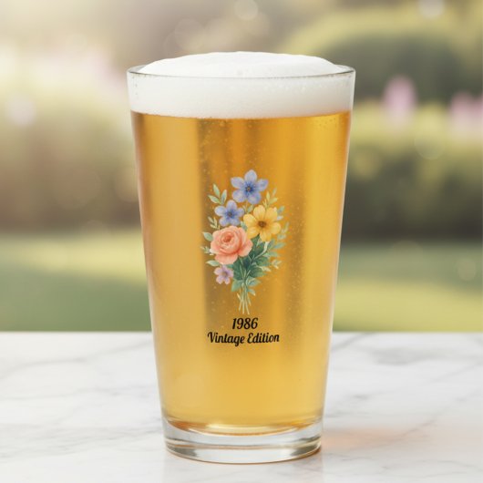 Levendig Waterverf Bloemig 40e Verjaardag Glas