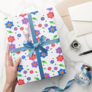 Levendig Waterverf Bloemmotief Wilde Bloemen Cadeaupapier