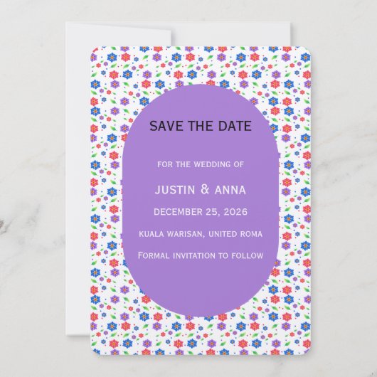 Levendig Waterverf Bloemmotief Wilde Bloemen Save The Date (Achterkant)