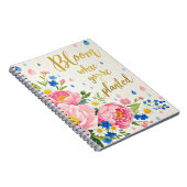 Levendig waterverf boeket van pioenen, madeliefjes notitieboek (Rechterzijde)