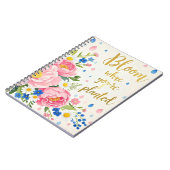 Levendig waterverf boeket van pioenen, madeliefjes notitieboek (Linkerzijde)