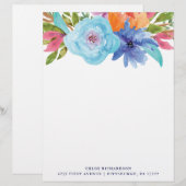 levendig | Waterverf Floral Bouquet Briefhoofd (Voorkant / Achterkant)