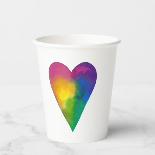 Levendig Waterverf hart Papieren Bekers (Voorkant)