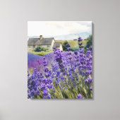 Levendig Waterverf Lavendelveld Canvas Afdruk (Voorkant)