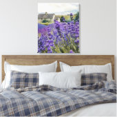 Levendig Waterverf Lavendelveld Canvas Afdruk (Insitu (Slaapkamer))