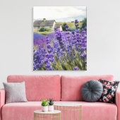 Levendig Waterverf Lavendelveld Canvas Afdruk (Insitu (Woonkamer))