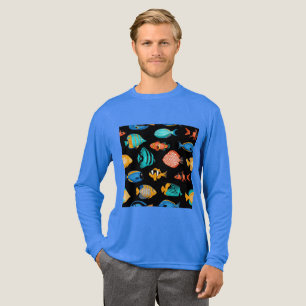 Levendig Waterverf Tropische Vis Zwart Grafisch Tri-Blend Shirt