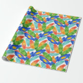 Levendig Waterverf Veerpatroon — Abstracte Kunst Cadeaupapier (Uitgerold)
