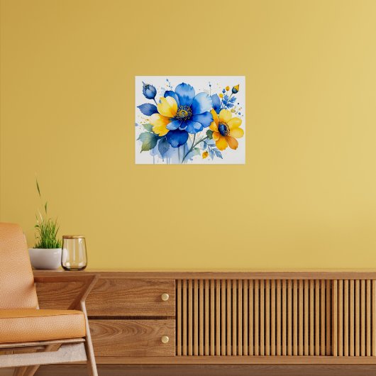 Levendig Waterverfboeket Poster (Woonkamer 2)