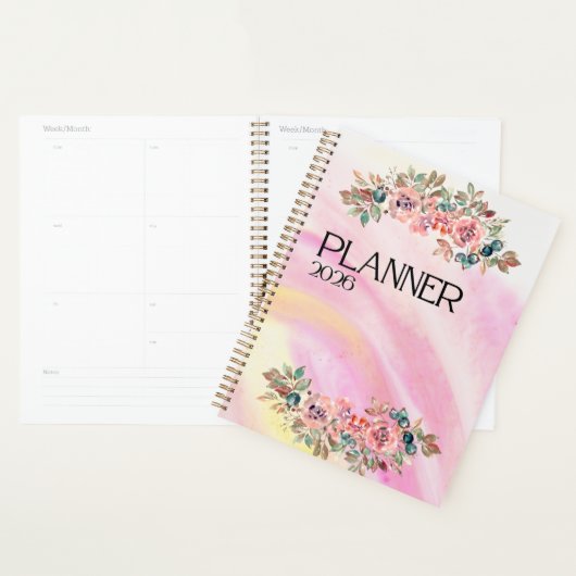 Levendig waterverfgradiënt & bloemboeket planner (Display)