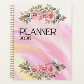 Levendig waterverfgradiënt & bloemboeket planner (Voorkant)