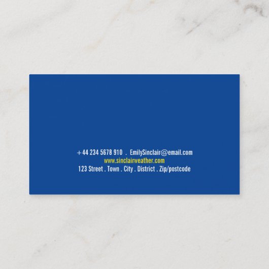 Levendig weericoon ontwerp, meteoroloog visitekaartje (Achterkant)