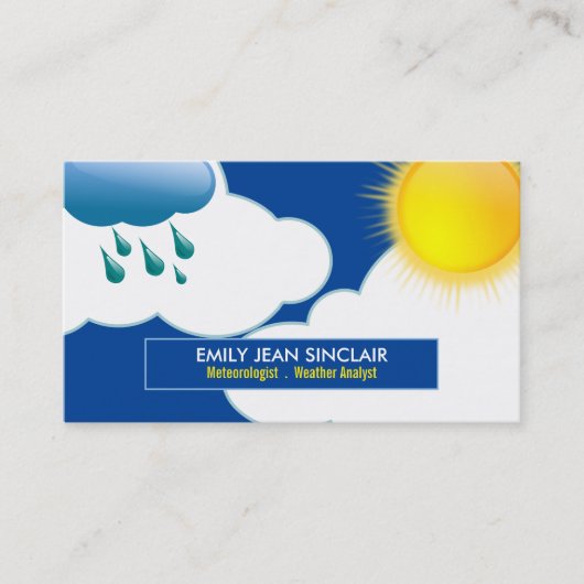 Levendig weericoon ontwerp, meteoroloog visitekaartje (Voorkant)