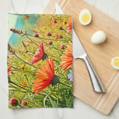 Levendig Wildbloem Vlinder Vreugde Ontwerp Theedoek (Quarter Fold)