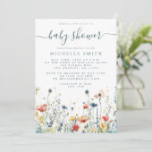Levendig Wildflower Baby shower Kaart (Staand voorkant)